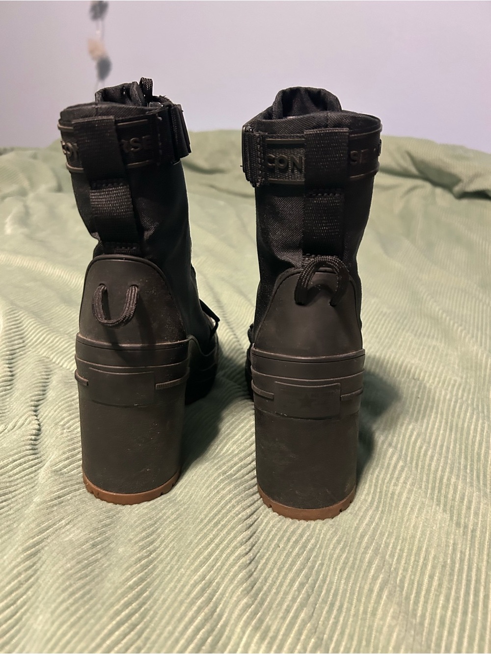 Converse Women's Black Platform Lace-Up Ankle Boots with Strap - Picture 3 of 9